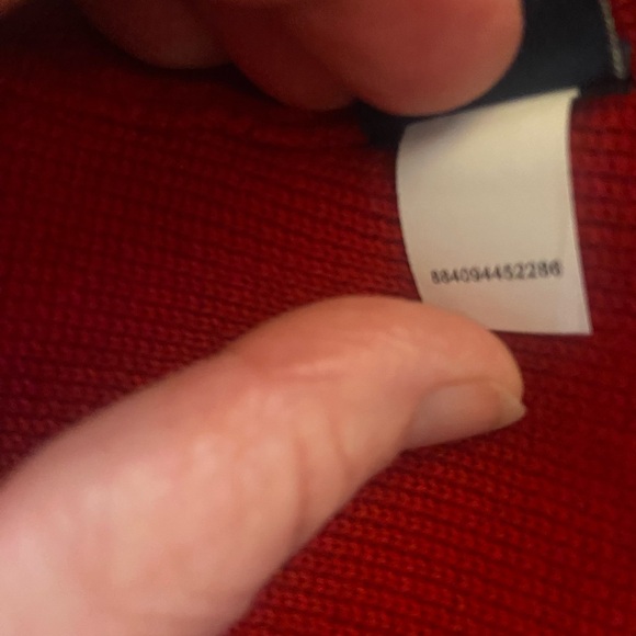 Chaps Red Knit Cardigan with Black Neck Label - Picture 9 of 10